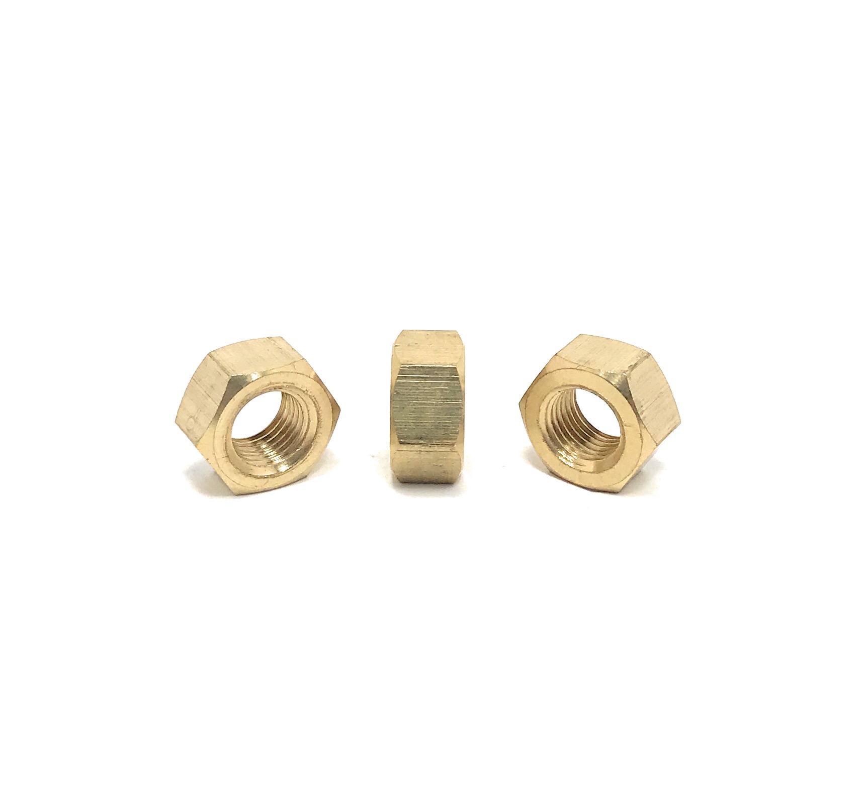 10 Pieces Solid Brass 10 7/16-14 Brass Finished Hex Nuts 